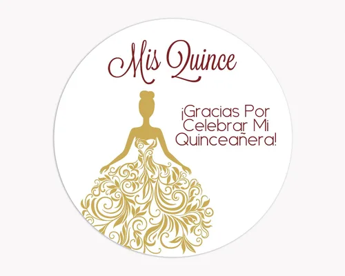 Vista 8 de Calcomanías de quinceañera de 40 quilates, membrillo MI, calcomanías en español o inglés para cumpleaños número 15 (027-S-BG)