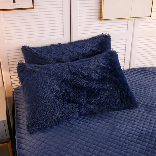 Vista 14 de LIFEREVO Paquete de 2 fundas de almohada de piel sintética, serie de lujo decorativa para el hogar de felpa peluda, funda de almohada peluda súper