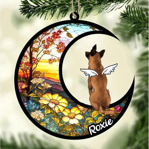 Vista 750 de LOVELYPOD Adorno de Navidad personalizado para perro Basset Hound (marrón) Basset Hound (marrón) adorno para atrapasoles de perro, razas de perros