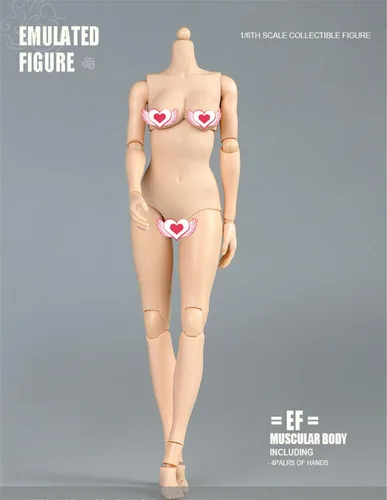 Vista 6 de Cuerpo de figura femenina a escala 1/6, piel pálida femenina busto grande medio sin costuras figura de acción flexible colección de muñecas