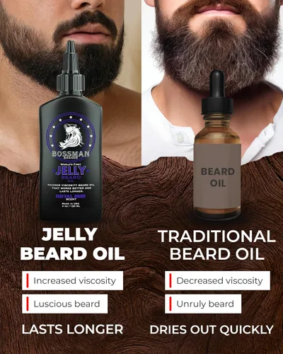 Vista 6 de Bossman Paquete de aceite de gelatina para barba para hombre, paquete de 2, 8 onzas (Royal Oud + Vetiver X Scents), suaviza, hidrata y acondiciona