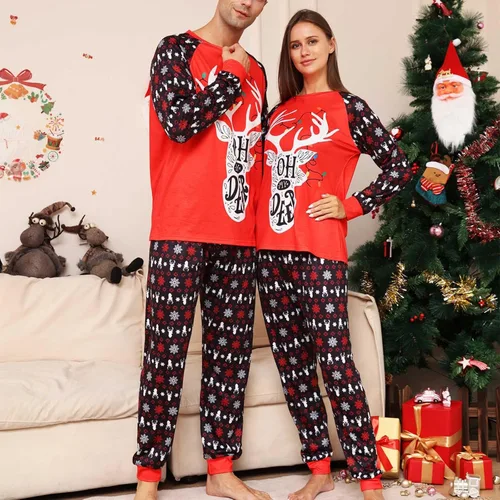 Vista 3 de Pijamas de Navidad para la familia, conjunto de pijamas a juego de Navidad con bonito estampado de muñeco de nieve, vacaciones, hogar, fiesta