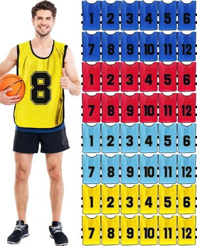 Vista 9 de Suhine 48 piezas de Penny de fútbol para deportes, varios colores, chalecos de fútbol Scrimmage Team Practice Jersey para adultos y niños
