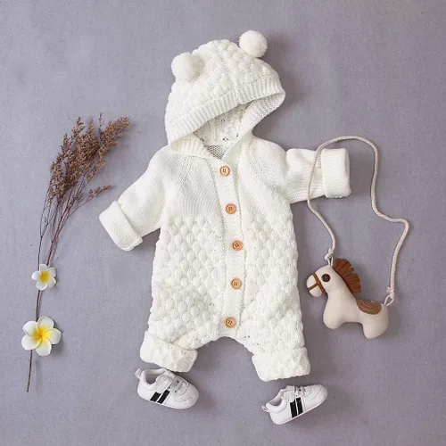 Vista 4 de Fashionable Clothes Warm Girl Winter Hooded Baby Coat Infant Knit Outwear Boy Jumpsuit Boys Coat&jacket For