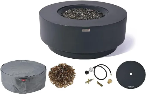 Vista 44 de Elementi+ Mesa de Fuego de Gas Colorado de Hormigón Fundido de 56" Rectangular, Hoguera al Aire Libre con Ignición Electrónica Incluye Cubierta