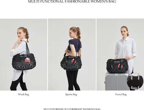 Vista 3 de AmBealla Bolsas de viaje con cremallera, bolsa de fin de semana, ligera para mujer, bolsa de lona para llevar en el gimnasio, trabajo