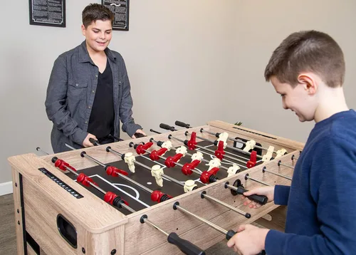 Vista 17 de Hathaway Madison - Mesa multijuego 6 en 1 de 54 pulgadas, ideal para salas de juegos familiares, incluye billar, futbolín, hockey deslizante, tenis