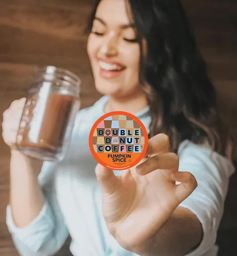 Vista 149 de Double Donut Coffee Cápsulas de Café Half Caff, Cápsulas de Café de Media Cafeína de Porción Individual para Cafeteras Keurig K Cup, Tostado Medio