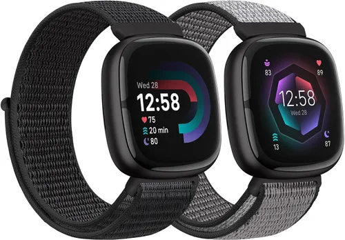 Vista 27 de Correas de nailon compatibles con Fitbit Versa 4/Sense 2/Versa 3/Fitbit Sense, correa de repuesto ajustable deportiva suave transpirable