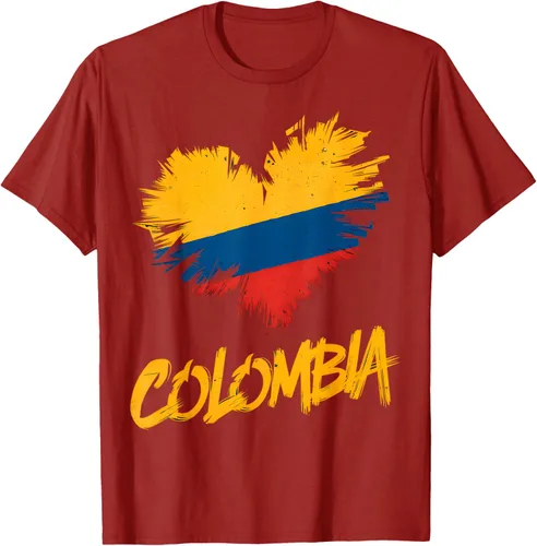 Vista 59 de Camiseta con la bandera del corazón de Colombia