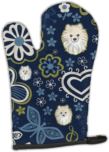 Vista 113 de Caroline's Treasures BB5095OVMT - Manopla de horno con diseño de flores azules afganas, resistente al calor, grueso para sartenes calientes y horno
