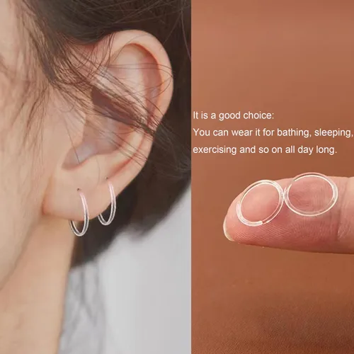 Vista 4 de Aretes de aro de plástico unisex de calibre 16, antialérgicos, anillos de nariz transparentes, con hebilla, para orejas sensibles y piel