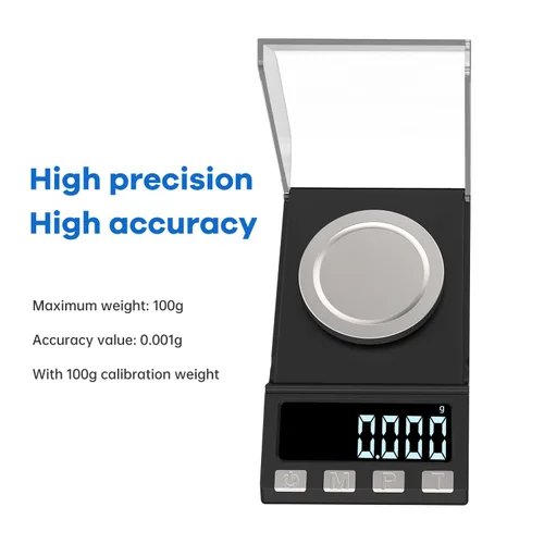 Vista 2 de Escala digital miligramos de 3.53 oz/0.00 oz de recargabilidad, báscula de joyería portátil de alta precisión, escala de polvo, microescala