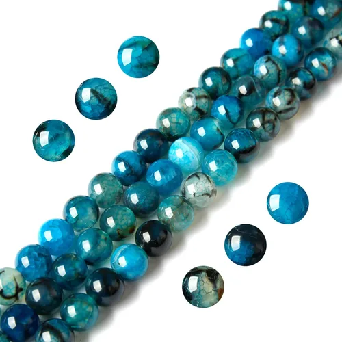 Vista 30 de 100 piezas de cuentas de ágata negra de 6 mm, cuentas naturales de piedras preciosas redondas sueltas para hacer joyas