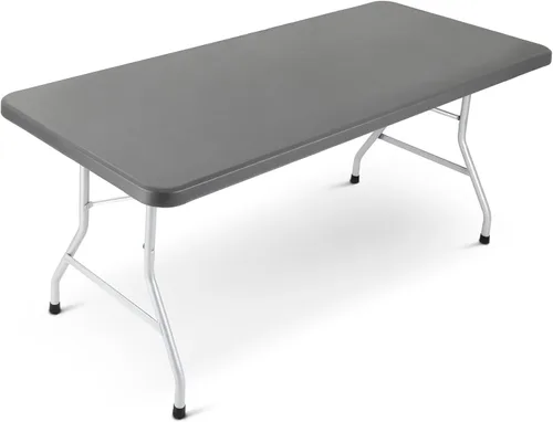 Vista 16 de OEF Furnishings OEFBT3072 Mesa de trabajo plegable para interiores y exteriores con superficie de resina gris texturizada y marco de patas de acero