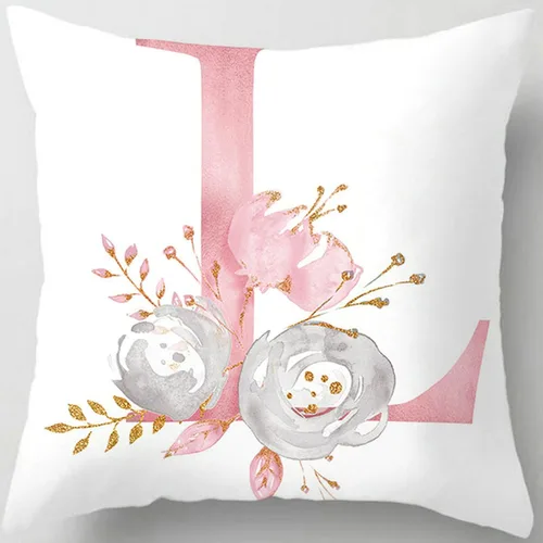 Vista 21 de Fundas de almohada rosa, lindas fundas de almohada decorativas con alfabeto, fundas de cojín cuadradas, protectores de almohada con letras