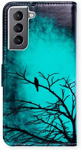 Vista 7 de Bcov Funda para Galaxy S22 Plus, funda de piel con tapa y soporte para tarjeta y soporte para Samsung Galaxy S22 Plus 5G / S22+ Patrón de pájaro