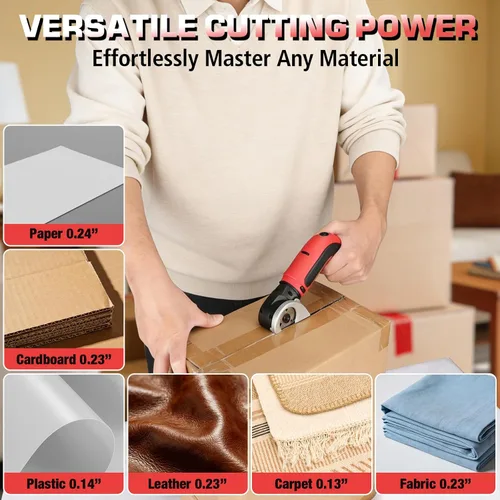Vista 2 de KITLUCK Tijeras eléctricas inalámbricas, cortador de caja de cartón recargable de 4 V, cortador de caja eléctrico de iluminación con una hoja