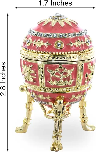Vista 3 de BestPysanky Huevo de Pascua imperial inspirado en el esmalte rosa con sorpresa