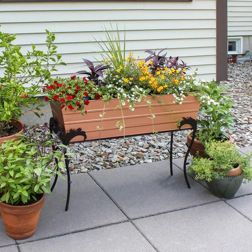 Vista 3 de Achla Designs Caja de flores grande de cobre con soporte de flora, 25 pulgadas de alto