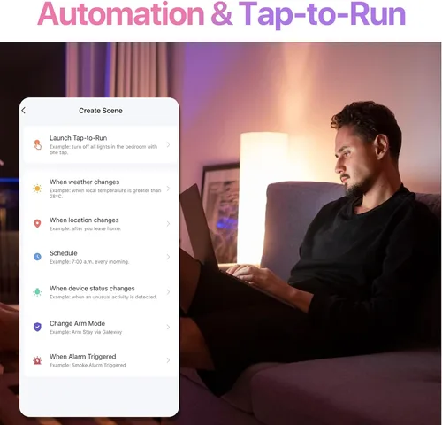 Vista 6 de ORALUCE Bombilla inteligente compatible con Alexa y Google Home, bombilla LED A19 E26 equivalente a 60 W, WiFi de 2.4 GHz y Bluetooth que cambia