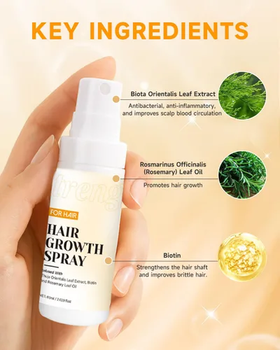 Vista 3 de Spray para el crecimiento del cabello, aceite en aerosol para el crecimiento del cabello, con Biota Orientalis, aceite de romero y biotina