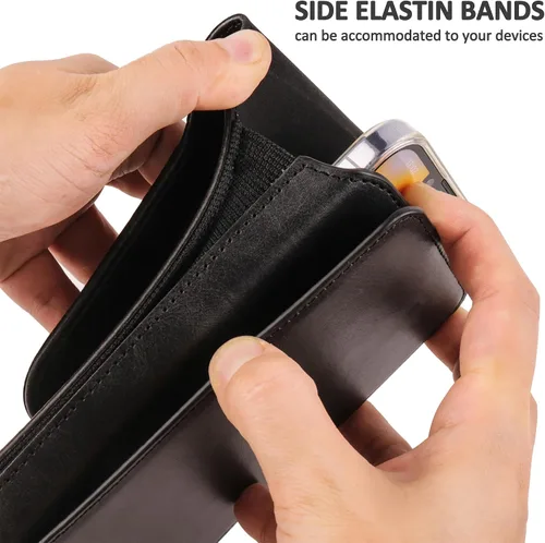 Vista 5 de Funda de cuero para teléfono con tarjetero y soporte para tarjetas, compatible con iPhone 15, 15 Pro, 14, 14 Pro, 13, 13 Pro, 12, 12 Pro, 11, 11