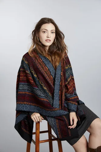 Vista 4 de Invisible World Womens Ruana Alpaca Wool Poncho Winter Cape Fall