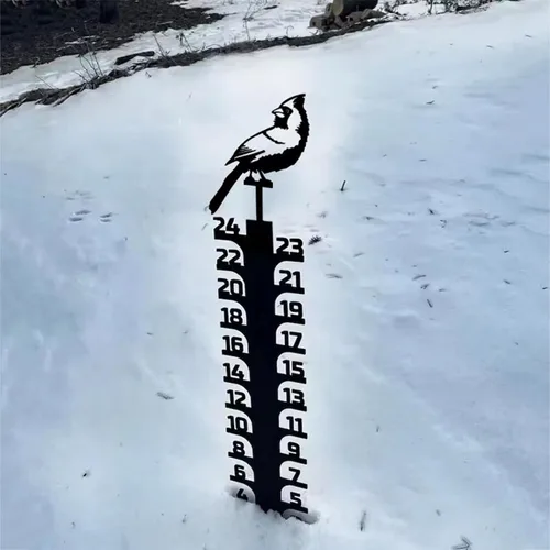 Vista 13 de LiveGo Iron Art - Medidor de nieve de 24 pulgadas, medidor de medición para exteriores, palo de medición de nieve desmontable de metal, estacas