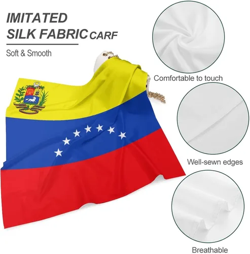 Vista 4 de Calculay Bandana con bandera venezolana, turbante, diadema para la cabeza, pulsera cuadrada, accesorios decorativos para el cabello, 25 x 25 pulgadas