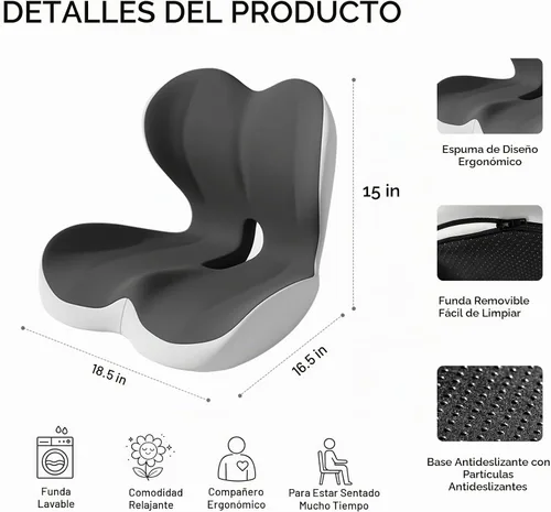 Vista 4 de Juego de cojines de asiento ergonómicos con almohada de apoyo lumbar, cojín de espuma viscoelástica de alta densidad con base antideslizante, cojín