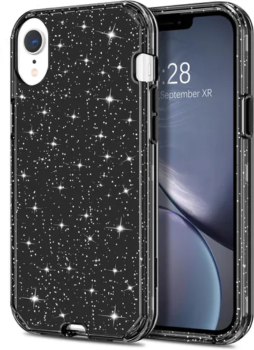 Vista 24 de Hython Compatible con Funda para iPhone XR, Protector Defensor de Cuerpo Completo de Servicio Pesado con Purpurina Brillante Reluciente, Carcasa