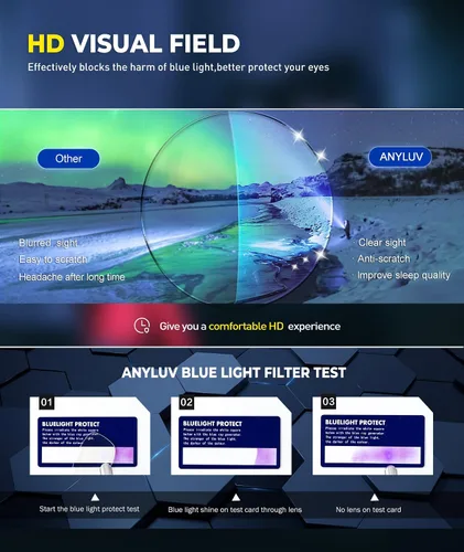 Vista 7 de ANYLUV Blue Light Blocking Glasses for Men Women Lightweight Computer Gaming Glasses Anti Eye Strain Rectangle Frame