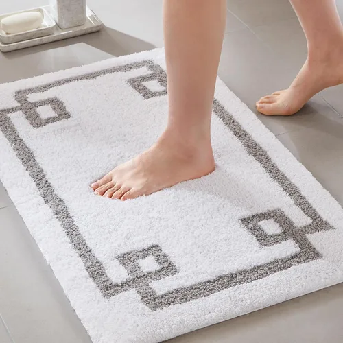 Vista 15 de Madison Park Evan Alfombra de Baño 100% Algodón con Respaldo Antideslizante - Tapete de Baño de Felpa Copetuda Lujoso, Absorbente, Secado Rápido