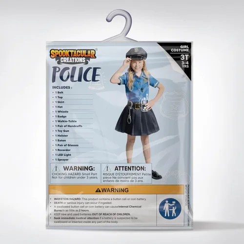 Vista 7 de Spooktacular Creations Halloween Police Officer Costume for Girls, Blue Girl Police costume for Kids Dress Up Parties