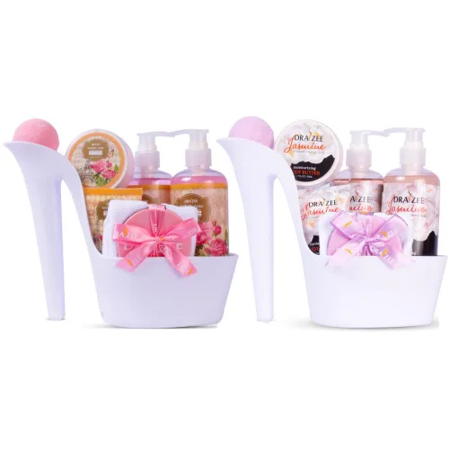 Vista 15 de Draizee Regalos de spa de lujo para mujer, juego de 2 canastas de spa con aroma de rosa y coco, gel de ducha, baño de burbujas, mantequilla