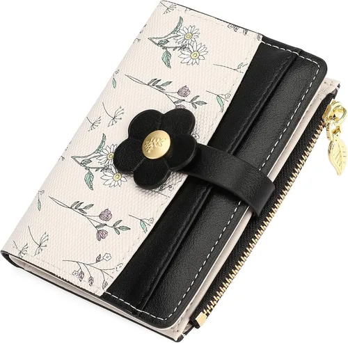 Vista 10 de GAEKEAO Billeteras pequeñas para mujer, con bloqueo RFID, plegable, de piel vegana, con bolsillo con cremallera, ventana de identificación