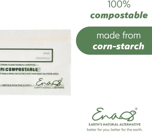Vista 3 de Bolsas de almacenamiento de alimentos 100% compostables [Paquete de 150 aperitivos] Bolsas ecológicas para congelador, bolsas resellables