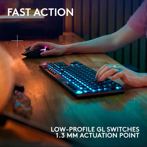 Vista 3 de Logitech G 915 X Lightspeed TKL Teclado mecánico inalámbrico para juegos, teclas PBT de doble disparo, teclas totalmente programables, teclados RGB