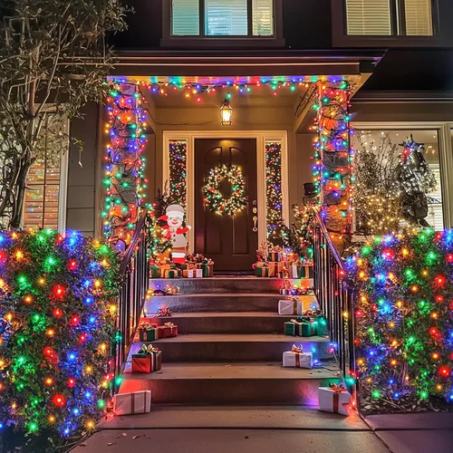 Vista 2 de JMEXSUSS 360 Luces LED de Red de Navidad para Exteriores Luces de Malla, Luz de Arbusto Conectable para Decoraciones de Árbol de Navidad Jardín