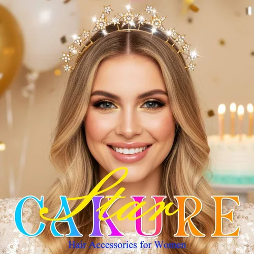 Vista 14 de CAKURE Diadema de corona con halo de estrella, diadema plateada con diamantes de imitación de diosa, accesorios para el cabello celestial para mujer