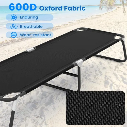 Vista 5 de GYMAX Catre de camping plegable, portátil, ultraligero y compacto, para adultos con tela Oxford, para viajes al aire libre, mochileros, senderismo