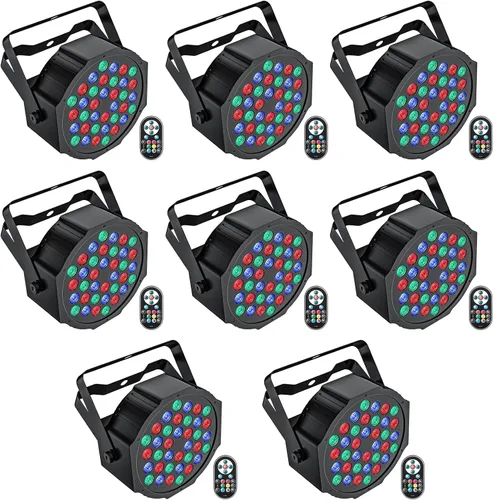 Vista 6 de U`King - Luces LED Par para DJ, luz de escenario con cable, RGB, 36 LED con control activado por sonido, iluminación de escenario para DJ, para 2