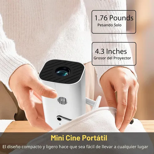 Vista 8 de 【Aplicaciones integradas, enfoque eléctrico y rotación de 210°】Mini proyector con WiFi y Bluetooth, proyector de video inteligente, proyector