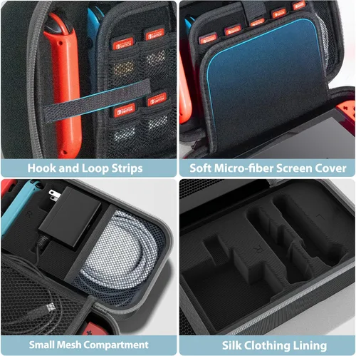 Vista 5 de Switch OLED - Funda de transporte compatible con Nintendo SwitchOLED, funda de transporte portátil para interruptor compatible con Joy-Con