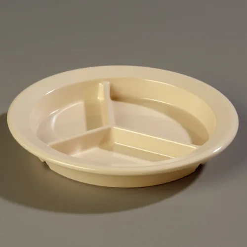 Vista 9 de Carlisle FoodService Products Plato de plástico Dallas Ware dividido reutilizable con 3 compartimentos para hospitales, escuelas y hogar, melamina