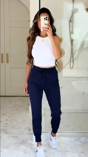 Vista 4 de UEU Pantalones deportivos para mujer, con cordón, para correr, entrenamiento, gimnasio, yoga, pantalones deportivos con bolsillos
