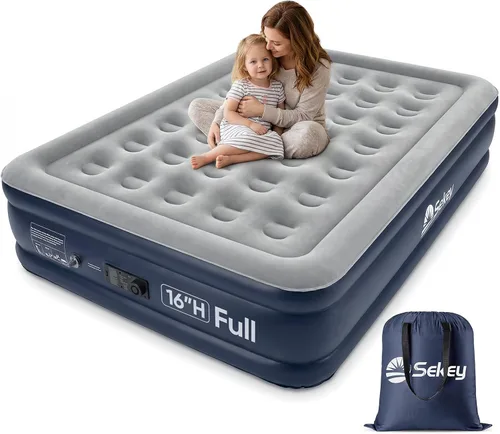 Vista 16 de Sekey Colchón de aire completo con bomba incorporada, cama de aire elevada Negro