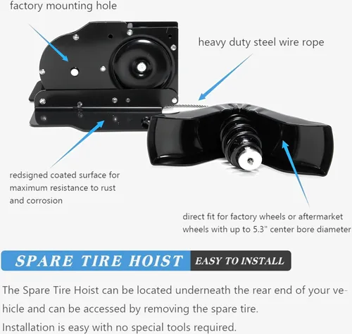 Vista 4 de A ABIGAIL Conjunto de portador de cabrestante de neumático de repuesto compatible con Ford F250 F350 Super Duty F450 F550 1999-2007 Reemplaza