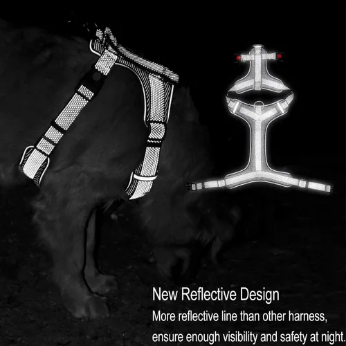 Vista 4 de LOS ANDES Arnés reflectante completo para perro, arnés ajustable sin tirones para mascotas, con clip frontal, chaleco acolchado suave con asa, arnés